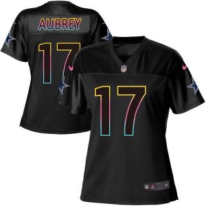 cowboys #17 brandon aubrey black women's nfl fashion game replica jersey