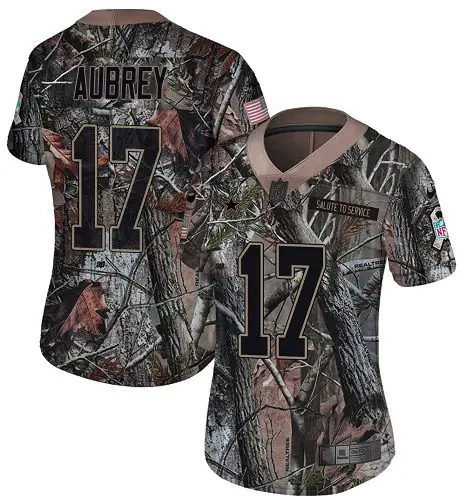 cowboys #17 brandon aubrey camo women's stitched nfl limited rush realtree cheap jersey