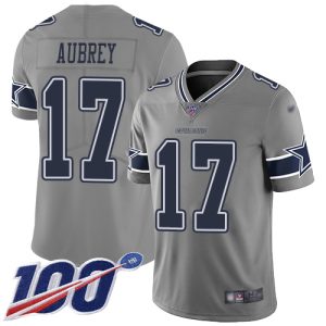 authentic Cowboys #17 Brandon Aubrey Gray Men's Stitched NFL Limited Inverted Legend 100th Season Jersey