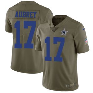 cowboys #17 brandon aubrey olive men's stitched nfl limited 2017 salute to service wholesale jersey