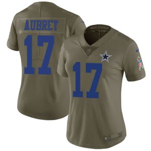 limited Cowboys #17 Brandon Aubrey Olive Women's Stitched NFL Limited 2017 Salute To Service Jersey