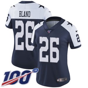 Cowboys #26 DaRon Bland Navy Blue Thanksgiving Women's Stitched NFL 100th Season Vapor Throwback Limited Jersey