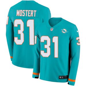 cheap Dolphins #31 Raheem Mostert Aqua Green Team Color Men's Stitched NFL Limited Therma Long Sleeve Jersey