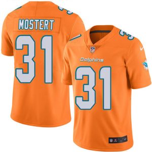 customized Dolphins #31 Raheem Mostert Orange Men's Stitched NFL Limited Rush Jersey