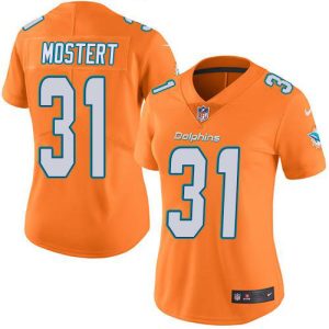 Dolphins #31 Raheem Mostert Orange Women's Stitched NFL Limited Rush Jersey