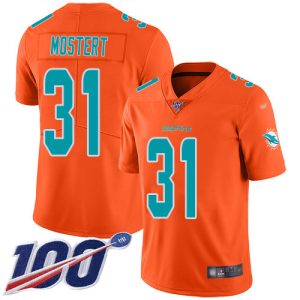 dolphins #31 raheem mostert orange youth stitched nfl limited inverted legend 100th season replica jersey