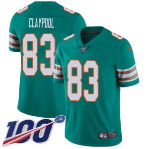 wholesale Dolphins #83 Chase Claypool Aqua Green Alternate Men's Stitched NFL 100th Season Vapor Untouchable Limited Jersey