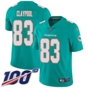 Dolphins #83 Chase Claypool Aqua Green Team Color Men's Stitched NFL 100th Season Vapor Untouchable Limited Jersey