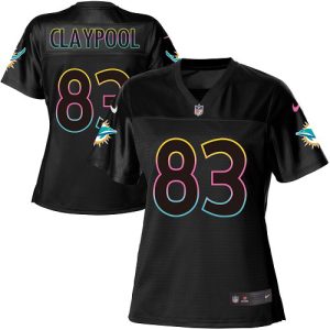 custom Dolphins #83 Chase Claypool Black Women's NFL Fashion Game Jersey