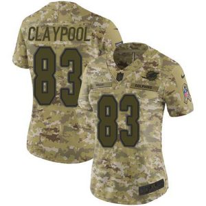 dolphins #83 chase claypool camo women's stitched nfl limited 2018 salute to service authentic jersey