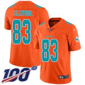 youth Dolphins #83 Chase Claypool Orange Men's Stitched NFL Limited Inverted Legend 100th Season Jersey