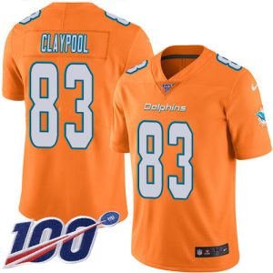 Dolphins #83 Chase Claypool Orange Men's Stitched NFL Limited Rush 100th Season Jersey