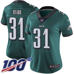 eagles #31 kevin byard green team color women's stitched nfl 100th season vapor untouchable limited custom jersey