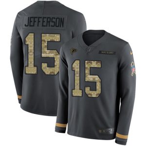 falcons #15 van jefferson anthracite salute to service men's stitched nfl limited therma long sleeve wholesale jersey