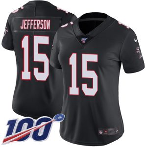 Falcons #15 Van Jefferson Black Alternate Stitched Women's NFL 100th Season Vapor Untouchable Limited Jersey