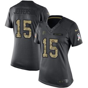 replica Falcons #15 Van Jefferson Black Stitched Women's NFL Limited 2016 Salute to Service Jersey