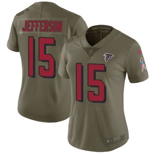 falcons #15 van jefferson olive stitched women's nfl limited 2017 salute to service authentic jersey