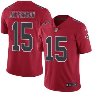 Falcons #15 Van Jefferson Red Men's Stitched NFL Limited Rush Jersey