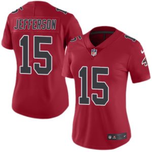 falcons #15 van jefferson red stitched women's nfl limited rush cheap jersey