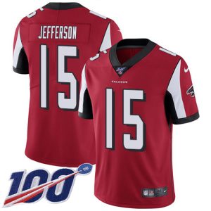 replica Falcons #15 Van Jefferson Red Team Color Men's Stitched NFL 100th Season Vapor Untouchable Limited Jersey