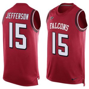 Falcons #15 Van Jefferson Red Team Color Men's Stitched NFL Limited Tank Top Jersey