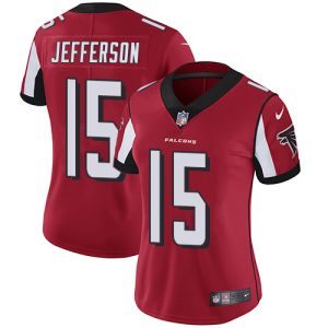 Falcons #15 Van Jefferson Red Team Color Stitched Women's NFL Vapor Untouchable Limited Jersey