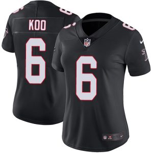 custom Falcons #6 Younghoe Koo Black Alternate Stitched Women's NFL Vapor Untouchable Limited Jersey