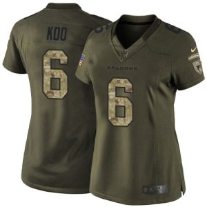 replica Falcons #6 Younghoe Koo Green Stitched Women's NFL Limited 2015 Salute to Service Jersey