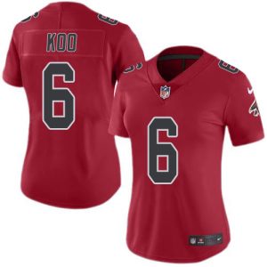 Falcons #6 Younghoe Koo Red Stitched Women's NFL Limited Rush Jersey