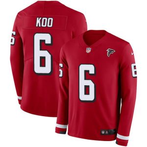 falcons #6 younghoe koo red team color men's stitched nfl limited therma long sleeve youth jersey