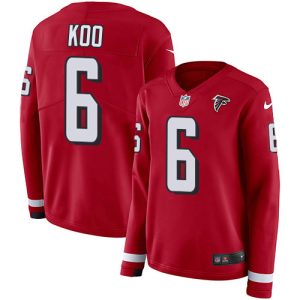 falcons #6 younghoe koo red team color women's stitched nfl limited therma long sleeve wholesale jersey