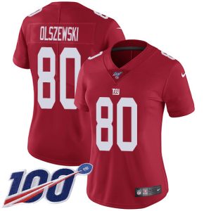 wholesale Giants #80 Gunner Olszewski Red Alternate Women's Stitched NFL 100th Season Vapor Untouchable Limited Jersey