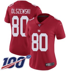 Giants #80 Gunner Olszewski Red Women's Stitched NFL Limited Inverted Legend 100th Season Jersey