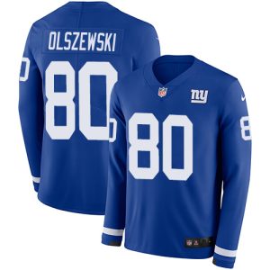 Giants #80 Gunner Olszewski Royal Blue Team Color Men's Stitched NFL Limited Therma Long Sleeve Jersey