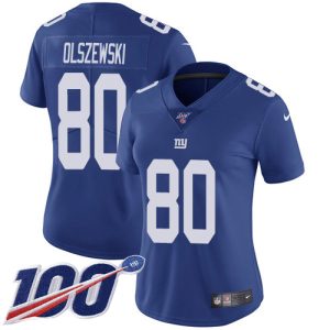 giants #80 gunner olszewski royal blue team color women's stitched nfl 100th season vapor untouchable limited custom jersey