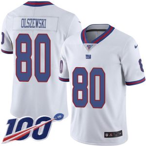 Giants #80 Gunner Olszewski White Youth Stitched NFL Limited Rush 100th Season Jersey