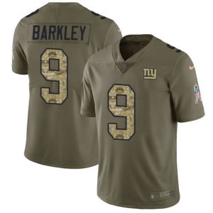 customized Giants #9 Matt Barkley Olive/Camo Youth Stitched NFL Limited 2017 Salute To Service Jersey