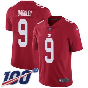 giants #9 matt barkley red alternate men's stitched nfl 100th season vapor untouchable limited custom jersey