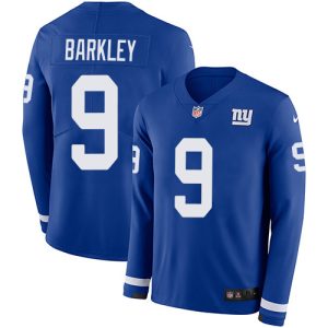 giants #9 matt barkley royal blue team color men's stitched nfl limited therma long sleeve personalized jersey