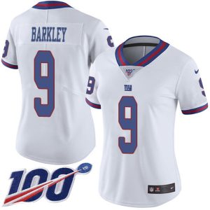 giants #9 matt barkley white women's stitched nfl limited rush 100th season replica jersey