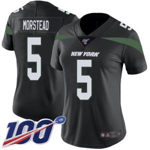 Jets #5 Thomas Morstead Black Alternate Women's Stitched NFL 100th Season Vapor Limited Jersey