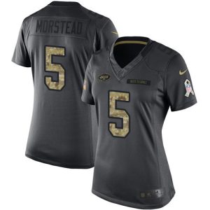 Jets #5 Thomas Morstead Black Women's Stitched NFL Limited 2016 Salute to Service Jersey