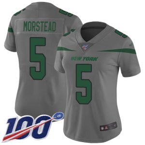 jets #5 thomas morstead gray women's stitched nfl limited inverted legend 100th season wholesale jersey