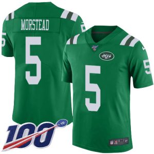 authentic Jets #5 Thomas Morstead Green Men's Stitched NFL Limited Rush 100th Season Jersey