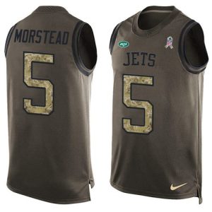 custom Jets #5 Thomas Morstead Green Men's Stitched NFL Limited Salute To Service Tank Top Jersey