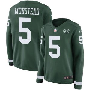 jets #5 thomas morstead green team color women's stitched nfl limited therma long sleeve wholesale jersey