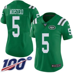 wholesale Jets #5 Thomas Morstead Green Women's Stitched NFL Limited Rush 100th Season Jersey