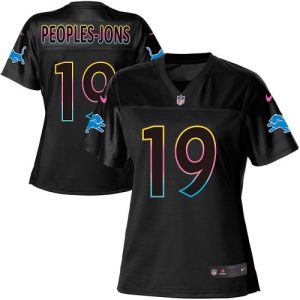 custom Lions #19 Donovan Peoples-Jones Black Women's NFL Fashion Game Jersey