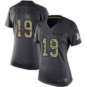 Lions #19 Donovan Peoples-Jones Black Women's Stitched NFL Limited 2016 Salute to Service Jersey