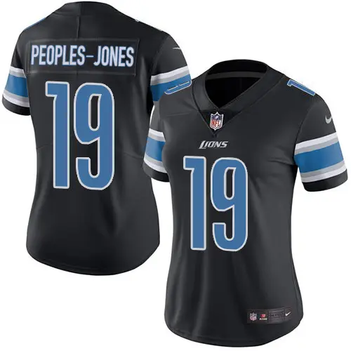 Lions #19 Donovan Peoples-Jones Black Women's Stitched NFL Limited Rush Jersey